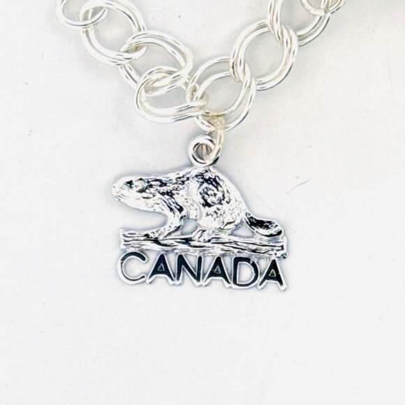 Estate Sterling Silver 925 Double Round Link Charm Bracelet - 8 Unique Charms - Picture 7 of 16